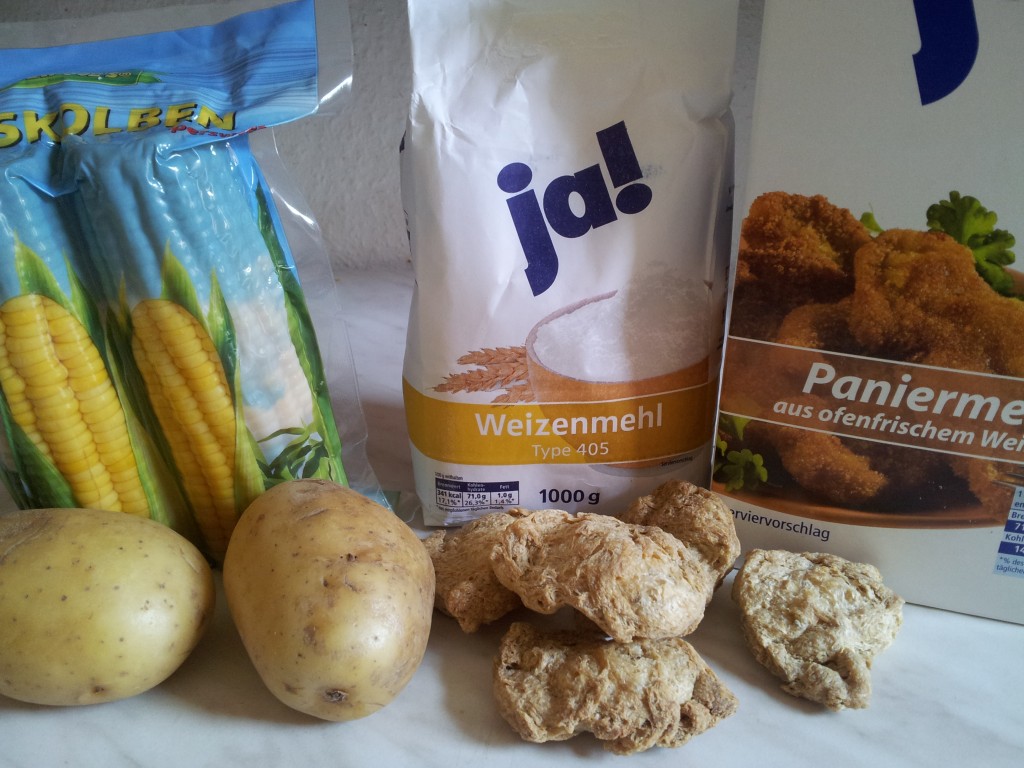 Minischnitzel mit Mais und Kartoffel | Claudi&amp;#39;s vegan world